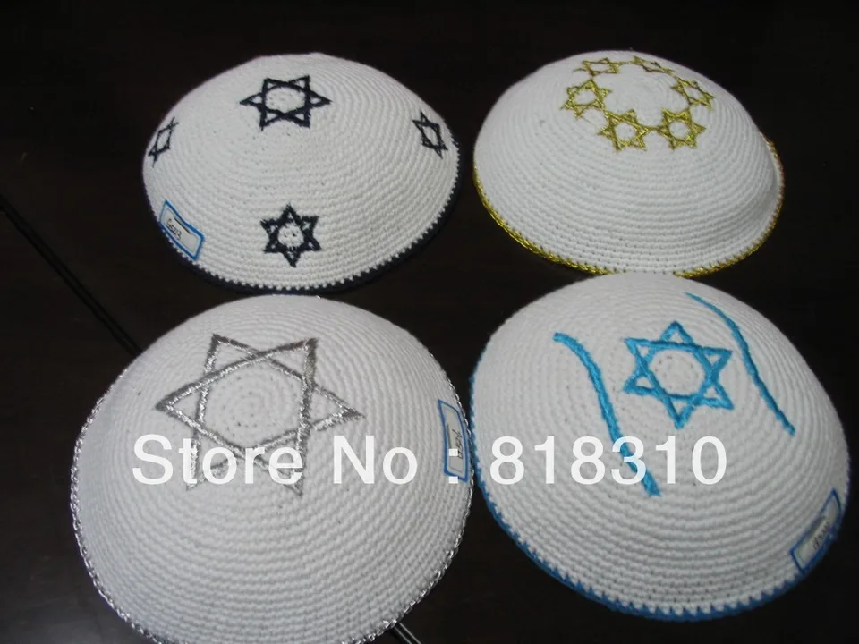 Židovský Kippah Kippot Yarmulke pletený vyšívaný