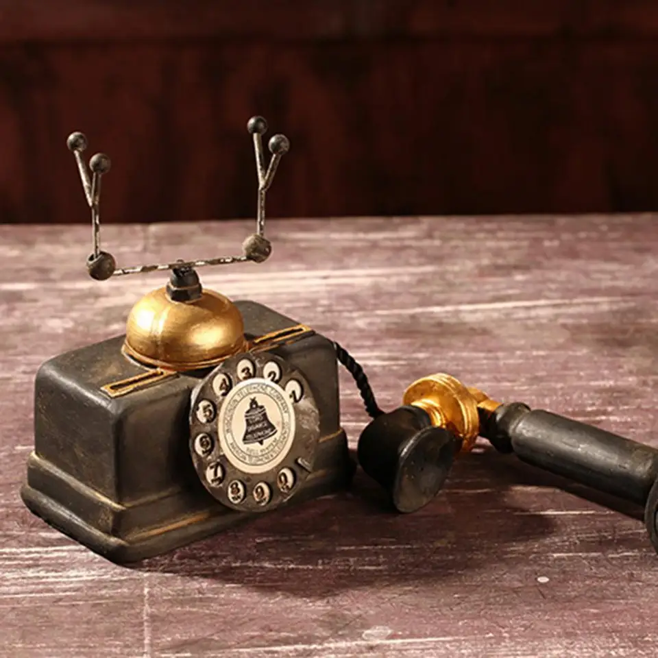 Živici telefónny model Vintage telefón Miniatúrne retro kníhkupectvo kaviarne dekoraté