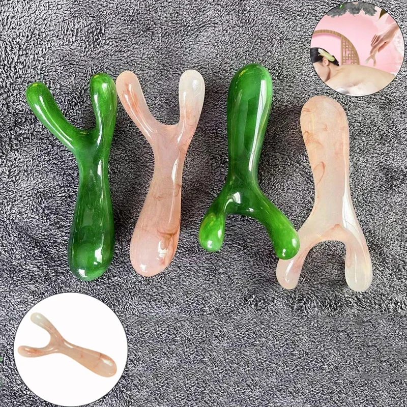 Živici tvár zdvíhacie kameň Guasha Scraping tváre Gouache Y-Týpeľ Y Fork Masážový doskový nosník Masáž spúšťacieho bodu nosa Maságer