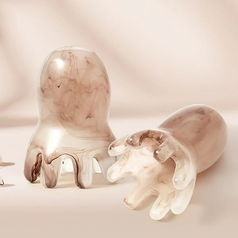 Živicia chobotnica hrebeň hlavy Massager Meridian Scraping Massage Kefa Akupunktúra kúpeľ