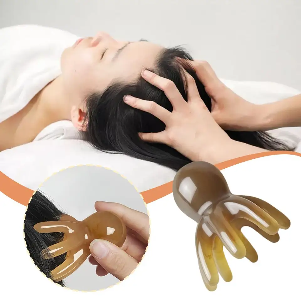 Živicia chobotnica masáž Meridian Scraping Reliéf kefy kefka Gua Massage Massag Spa akupunktúra únava Massag A9L7