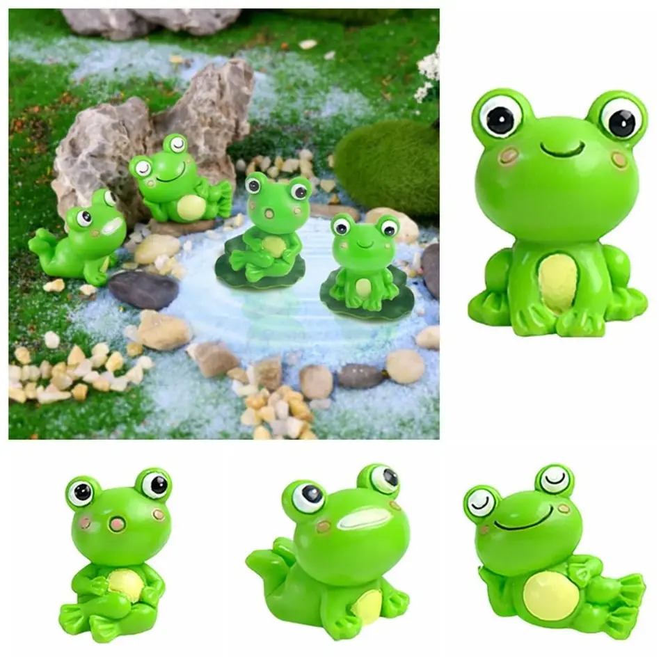Živová žaba Miniatúrne ozdoby Frog Miniatúry zvierat živica roztomilá žaba akčná figúrka socha karikatúra žaba dekorácie auta