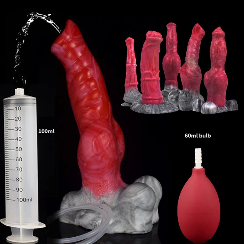 Živočíšny pes hrubý uzol striekajúci dildo s prísavným silikónom ejakulovaný penis striekačka análny masáž sexuálne hračky pre ženy masturbuje