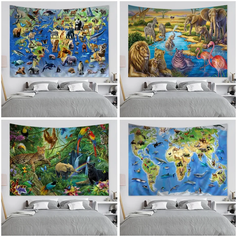 Živočíšny svet visiaci bohémsky tapiséria Bohemian steny tapisérie mandala kawaii izba dekor