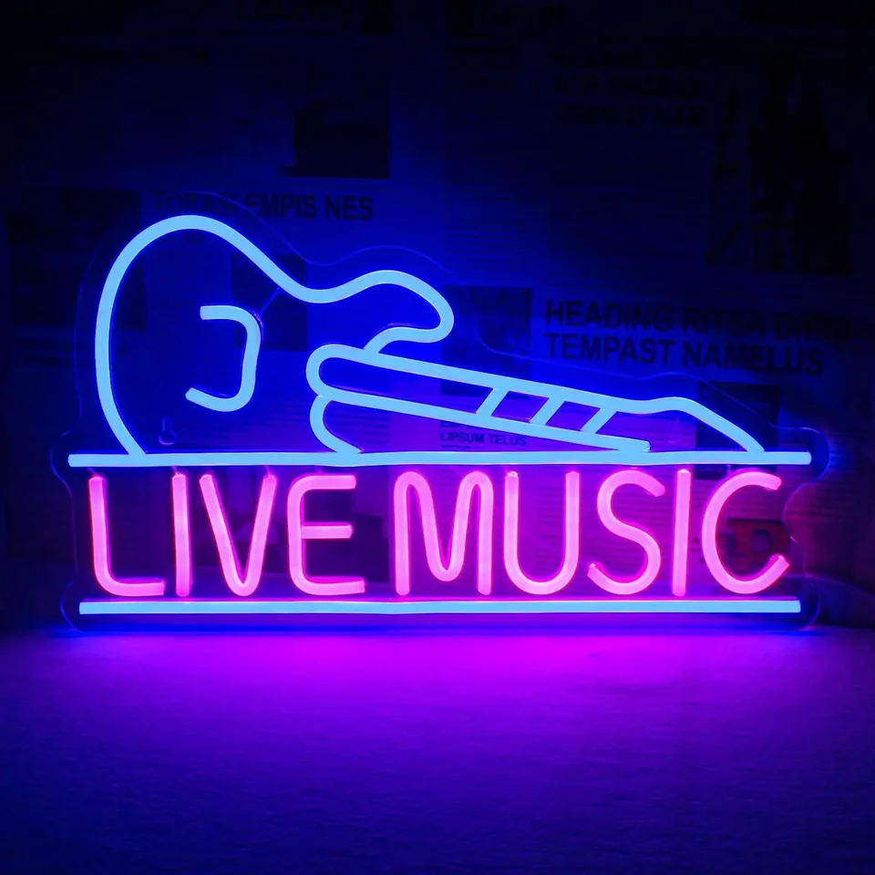 Živé hudobné znaky gitarové neónové svetlá znamenie pre spálne dekorácie LED Nočné svetlo USB Poháňané pre hudobný hudobný klub hudobnej párty