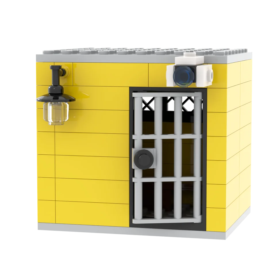 Žltá väznica väzenia Masonry Brick Building Blue Bluils Moc Hračky zber detských suvenír darček predstierajte hru dekoráciu chlapec dievča mesto