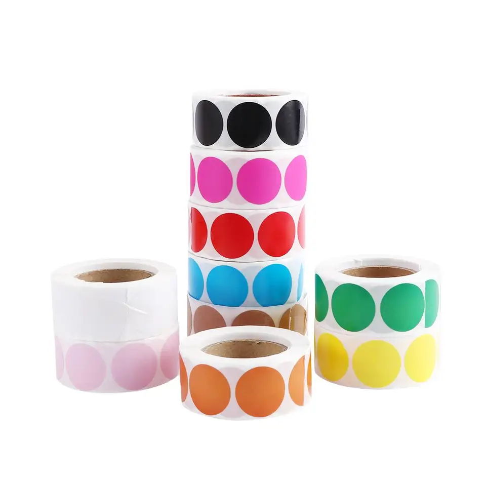 Žlté 500 ks /roll 1 palcový kód zelené papiernické panely Nálepky na štítky Chroma štítok Nálepky Nálepky na farebné štítky Nálepky