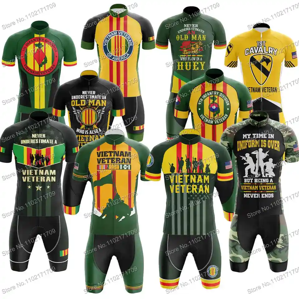 Žltý zelený vietnamský veterán Cycling Jersey Set Mens Veterán Cycling Clothing Summer Road Bike košeľa oblek mtb ropa de ciclismo