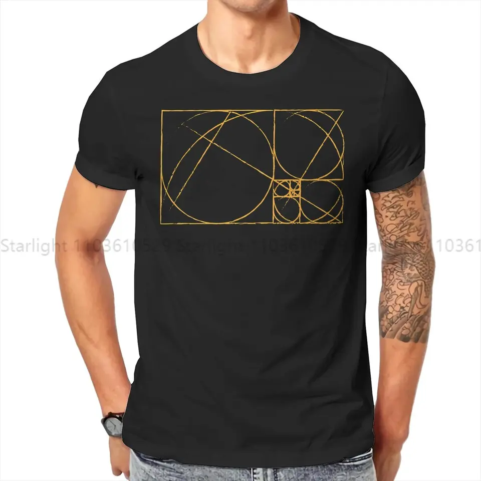Žltý zlatý pomer špirála Unikátne tričko Fibonacci sekvencia zlatý pomer ležérne tričko letné tričko pre dospelých
