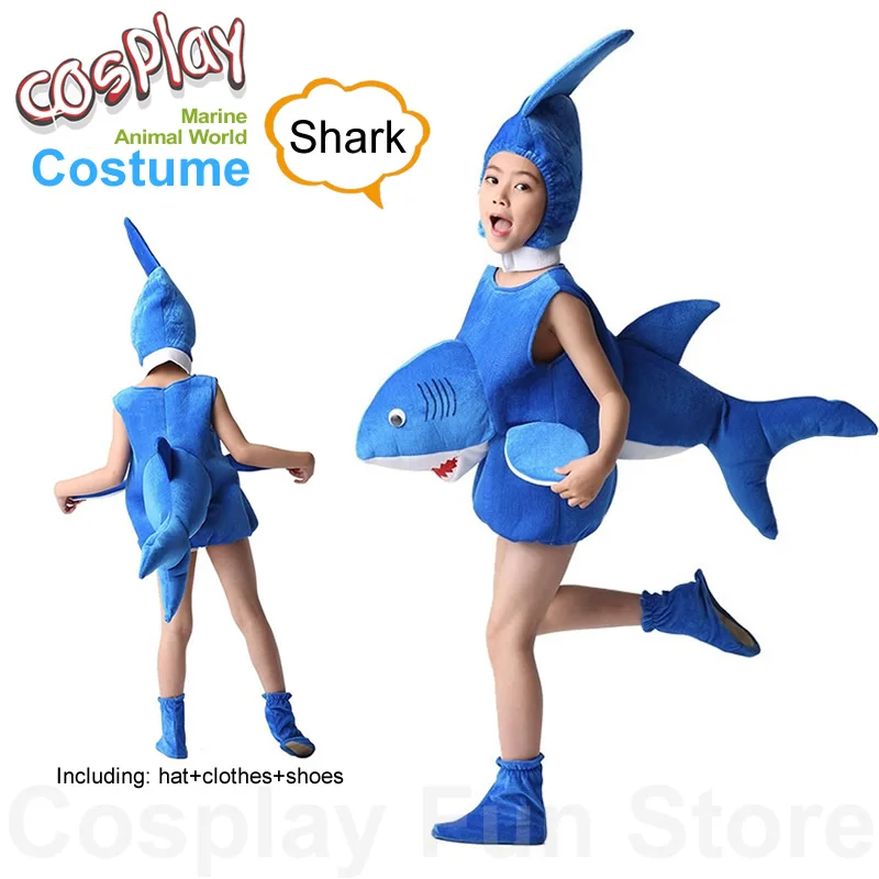 Žralok Cosplay anime 3D kostým pre deti Výkon morské zvieratá Detské oblečenie Set Hat Shoe Mory korytnačky Hippocampus delfíny