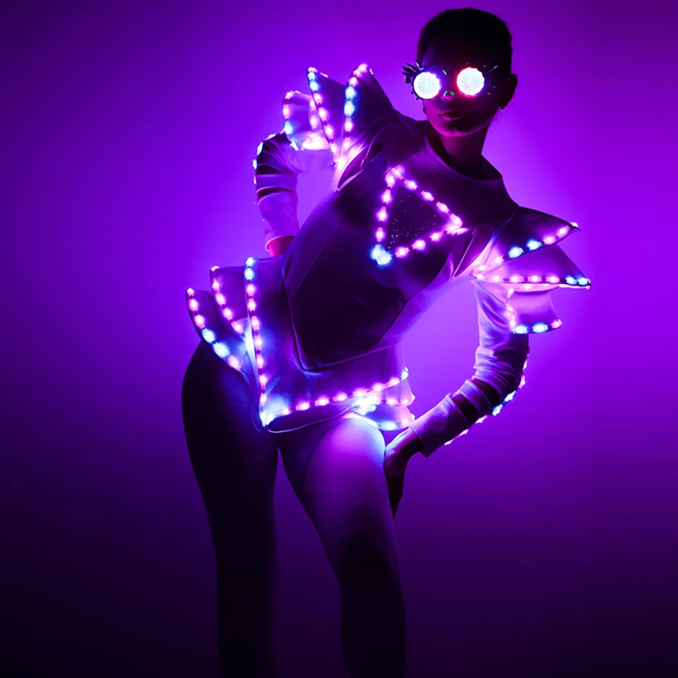 תחפושת למבוגים Žena LED COSTUME 공연복 Šaty sety biele kombinézy Žena kostýmy Dámske šaty Dievčatá Dievčatá