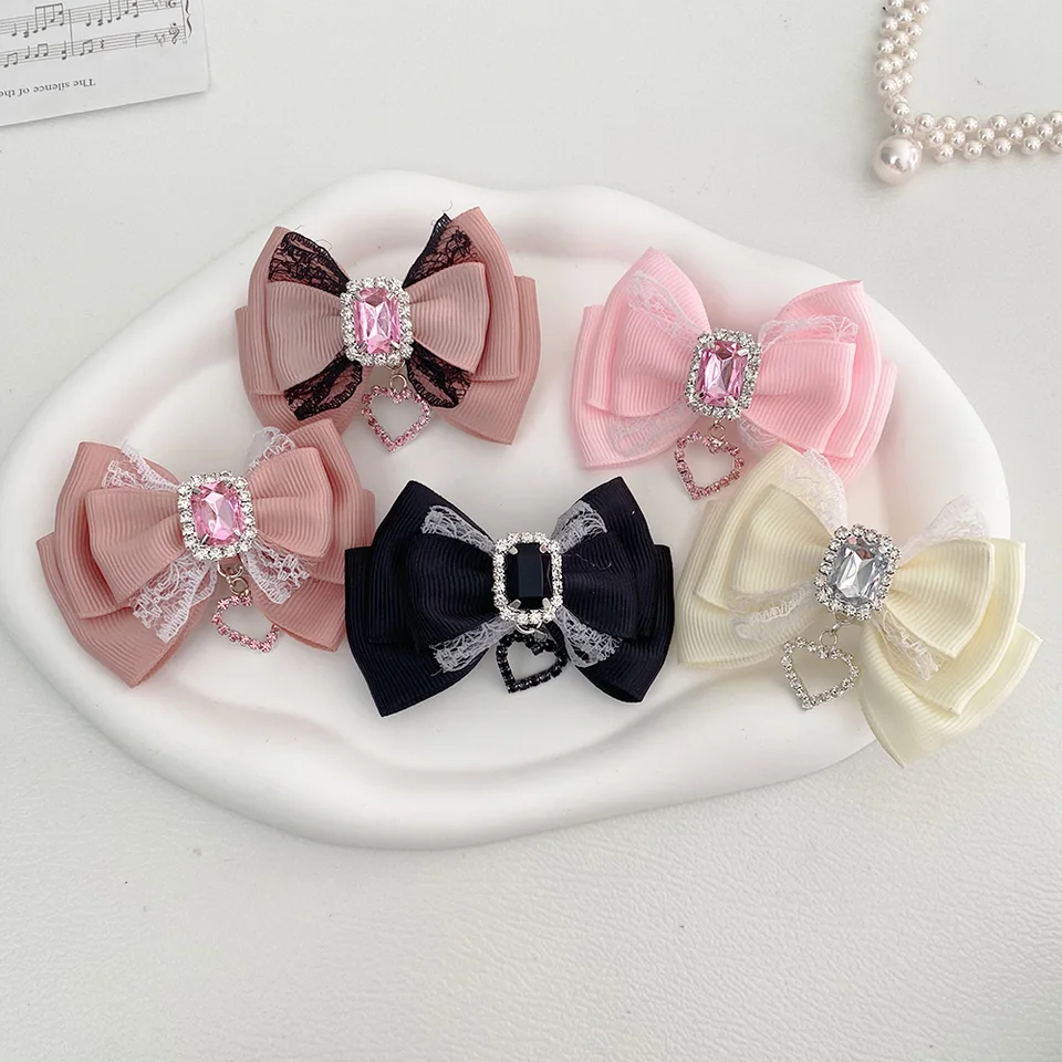 【1 pár】 LOLITA Headdress Kawaii Products 2025 Vlasové príslušenstvo Vlasová položka pre dievčatá pre dievčatá Y2K Doplnky ružové luk klipové špendlíky Lady