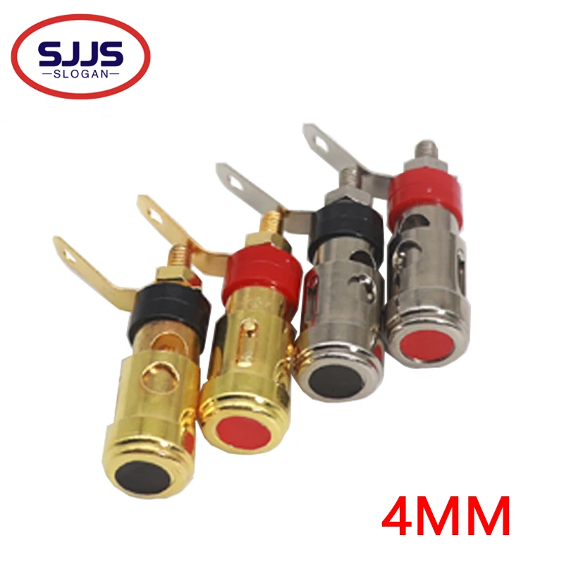 【5-1pcs】 40 mm ZLATNÝ PLAČNÝ TYPE TYPE SPRING Terminál Zosilňovač strieborná mosadzná pružina Self-Locking Socket Push-Type
