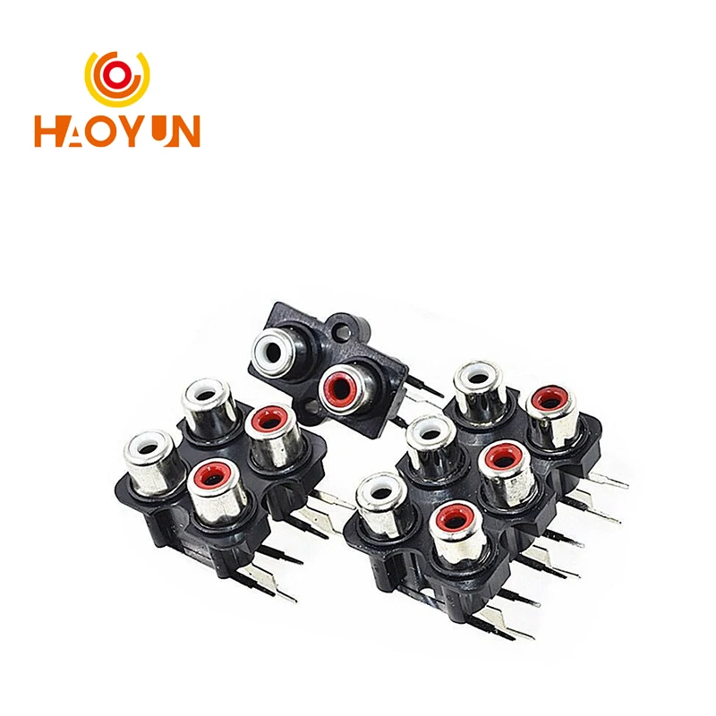 【5pcs】 2/4/6/8 Hole RCA ženský stereofónny zvukový konektor AV Audio vstupný konektor konektora Lotus Row Amplifier Signálne pripojenie signálu