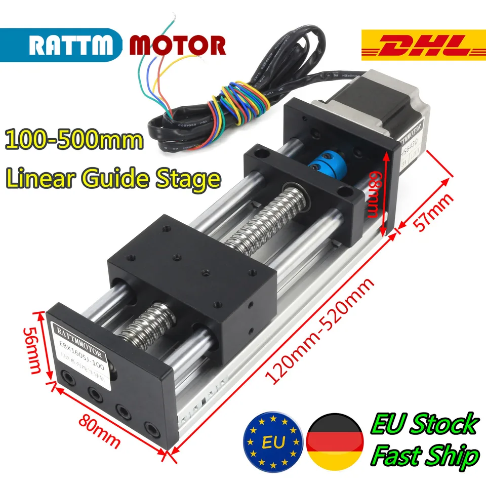 【EÚ Loď】 100 mm 200 mm 300 mm 400 mm 500 mm Efektívna cestovná dĺžka SFU1605 BallScrew 16 mm lineárna vodiaci pohybu MODUL RAIL TABLE CNC