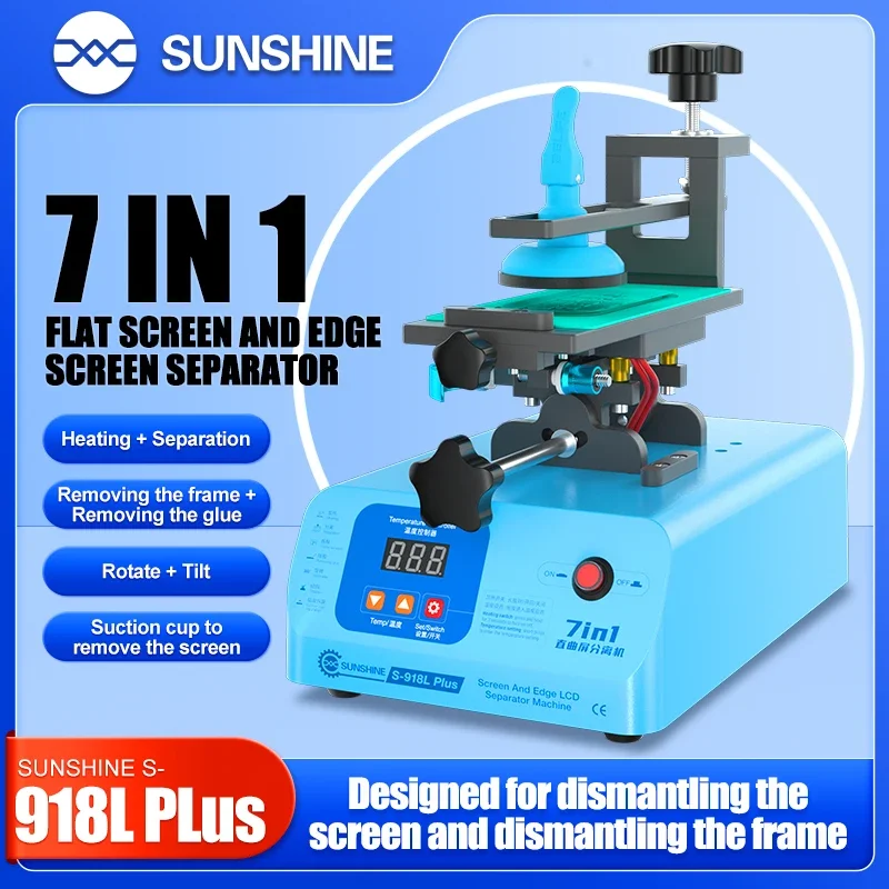 【Fast】 Sunshine S-918L Plus multifunkčný odlučovač snímok rámu 360 ° Rotačné vákuové zahrievanie tabuľka 7 v 1 okrajovom oddelení