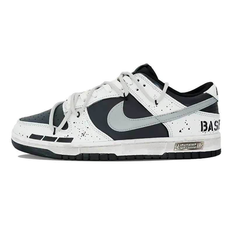 【Prispôsobiť】 topánky Nike Dunk Skateboarding topánky Men s nízkym obsahom čiernej/bielej/sivej tenisky DJ6188-002