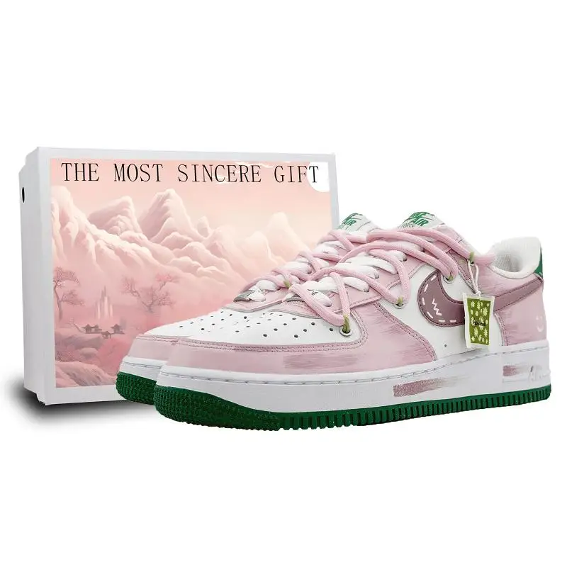 【Prispôsobte】 Nike Air Force 1 Skateboarding topánky Men s nízkym ružovým teniskám topánky FJ4146-102