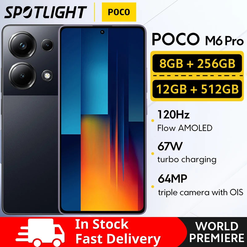 【Svetová premiéra】 Poco M6 Pro Smartphone 5000MA 67W káblové nabíjanie Helio G99 Ultra 6.67 Flow AMOLED 120Hz AMOLED 64MP Camera NFC NFC