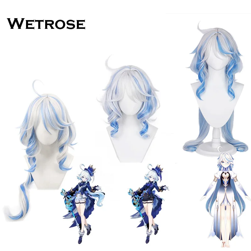 【Wetrose】 Furina Fordalors parochňa cosplay genshin dopad ousia pneuma furiina фурина dlhého krátkeho hydro bohu archon čierny biely chvost