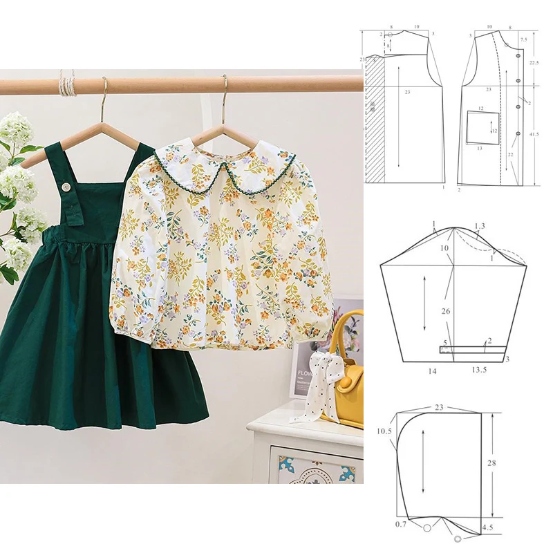 【Šijací vzorový papier】 DIY TRUBSKÉ KRAJINY Dievčatá Detské šaty Vzorka Dievča