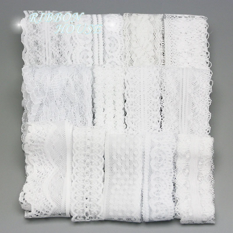（10 čipky/šarža） White Lace Tkanina Webbing Dekorácie Krásne balenie darčekových materiálov Mix