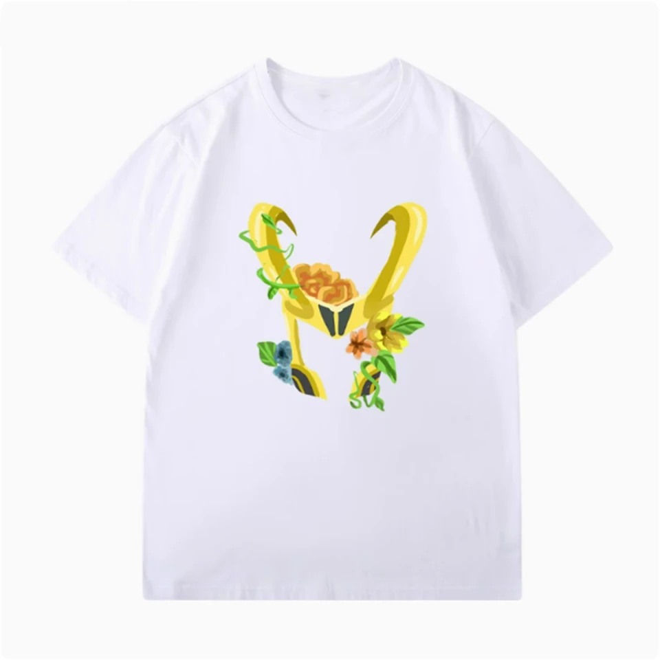 （Miniso） Marvel Loki and Flowers Summer Tshirt Man Internet Celebrity Men Tričko Summer muži Ženy bavlnené tričko Top muži