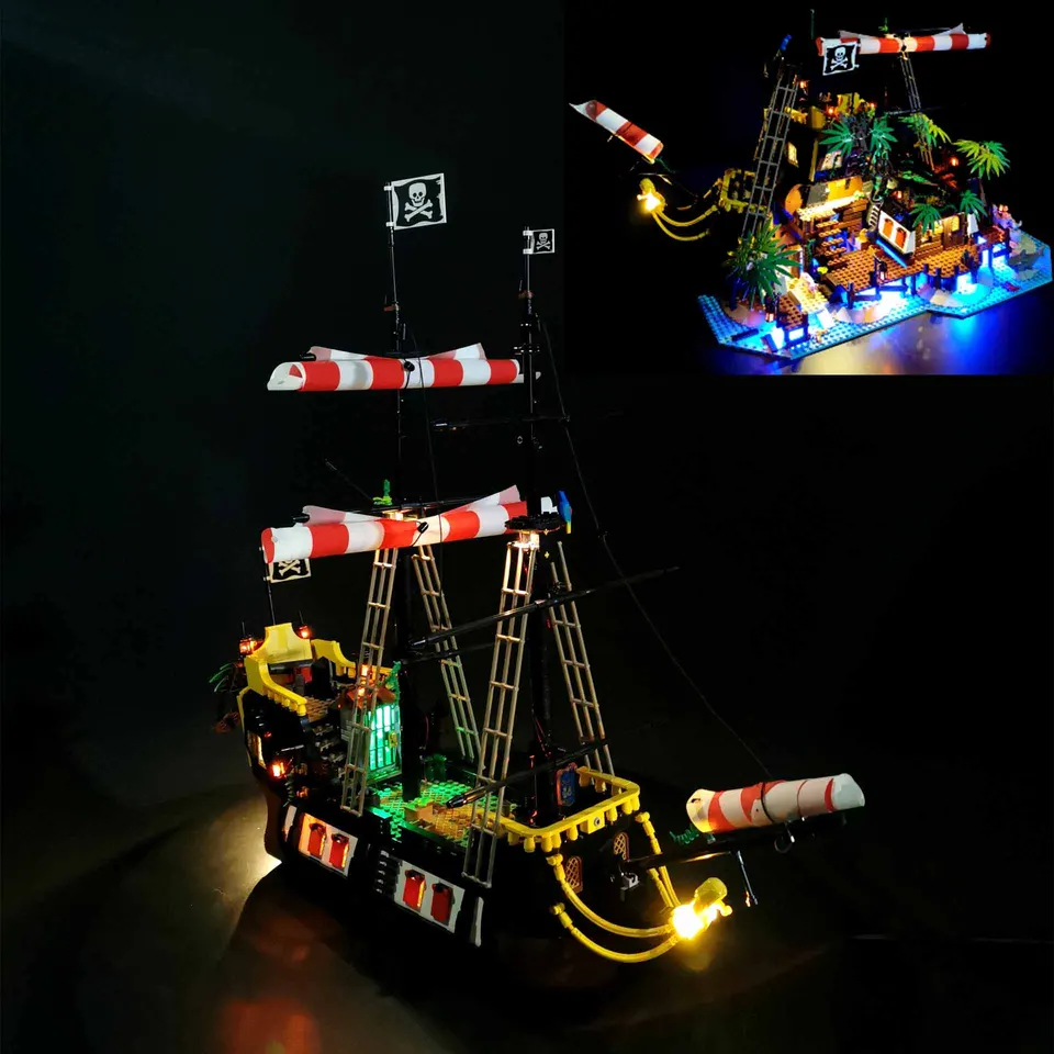 （Nie LEGO, Just Light） Svetel LEGO 21322 Nápady Piráti z budovy Barracuda Bay Set USB LED svetlo